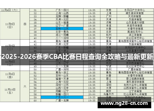 2025-2026赛季CBA比赛日程查询全攻略与最新更新 2025-2026赛季CBA比赛日程查询全攻略与最新更新