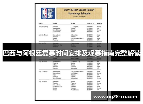 巴西与阿根廷复赛时间安排及观赛指南完整解读 巴西与阿根廷复赛时间安排及观赛指南完整解读