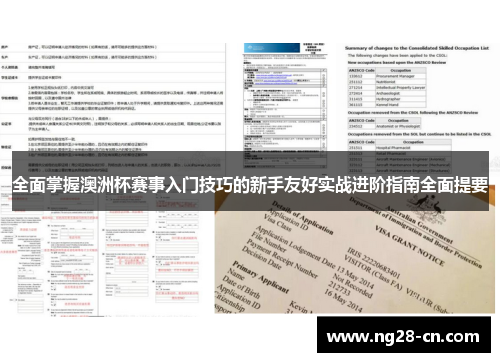 全面掌握澳洲杯赛事入门技巧的新手友好实战进阶指南全面提要